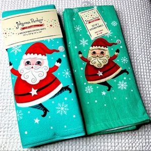 Johanna Parker Christmas Santa Claus Kichen Towels Set and Drying Mats